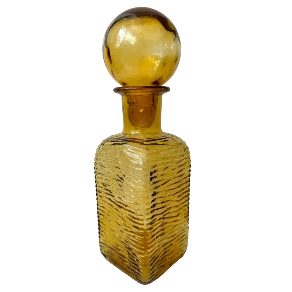 Empoli Italy genie bottle decanter amber